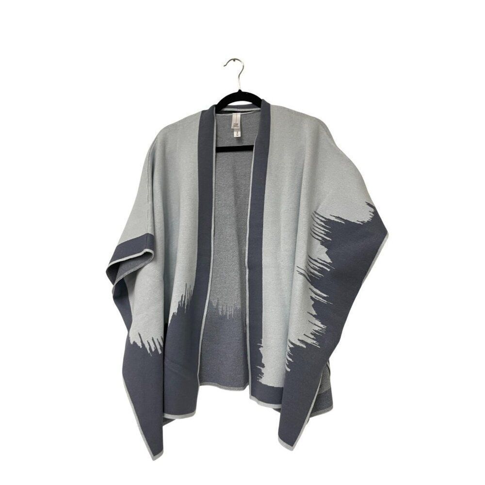 Marla Wynne Womens Poncho Shawl Cape Wrap Sweater S Small Gray Two-Tone NWOT